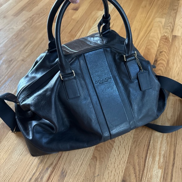 Coach Other - Vintage COACH Leather Travel Weekender Black Duffel Bag Travel Shoulder Strap